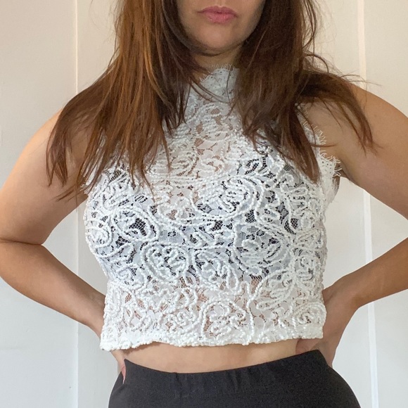 Zara white lace crop top - Picture 4 of 7